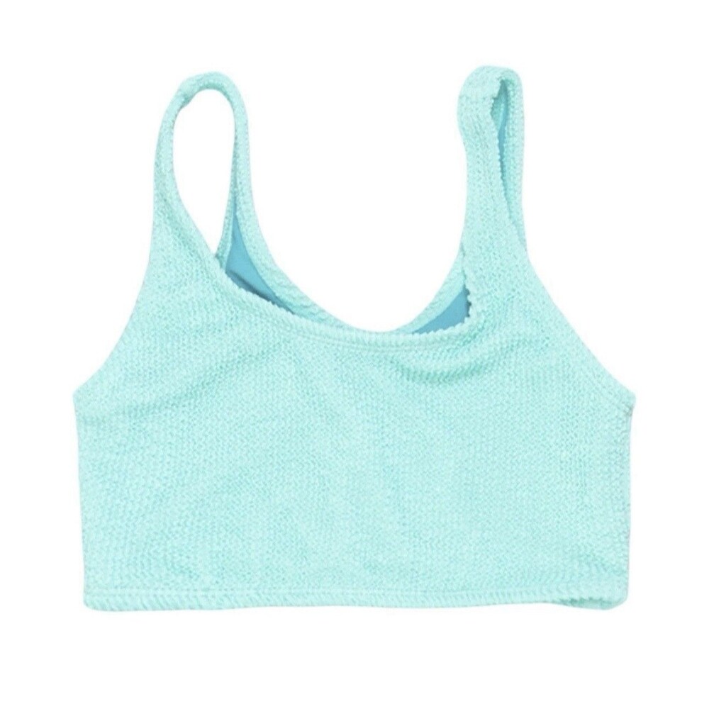 Beach Lingo Girls Texture Aqua Bralette Bikini Swim Bathing Top Size 12 NWOT
